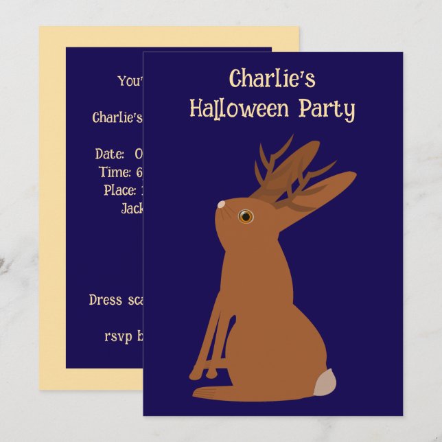 Halloween Jackalope Trick oder Treat Custom Einladung (Vorne/Hinten)