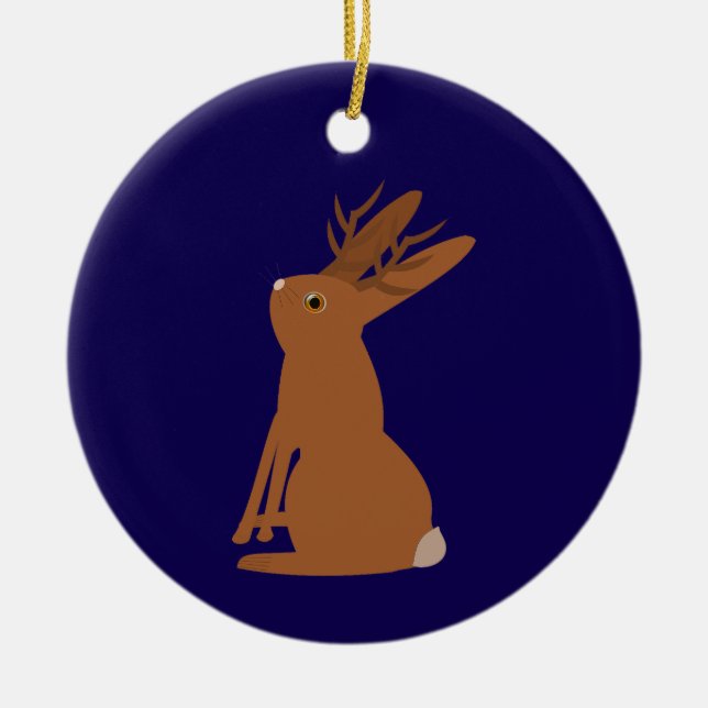 Halloween Jackalope Trick oder Treat Individuelle  Keramik Ornament (Vorne)