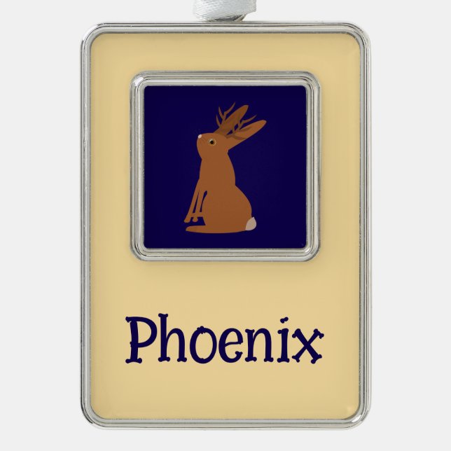 Halloween Jackalope Trick oder Treat Individuelle  Rahmen-Ornament Silber (Vorderseite)