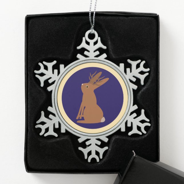 Halloween Jackalope Trick oder Treat Schneeflocken Zinn-Ornament (Box)