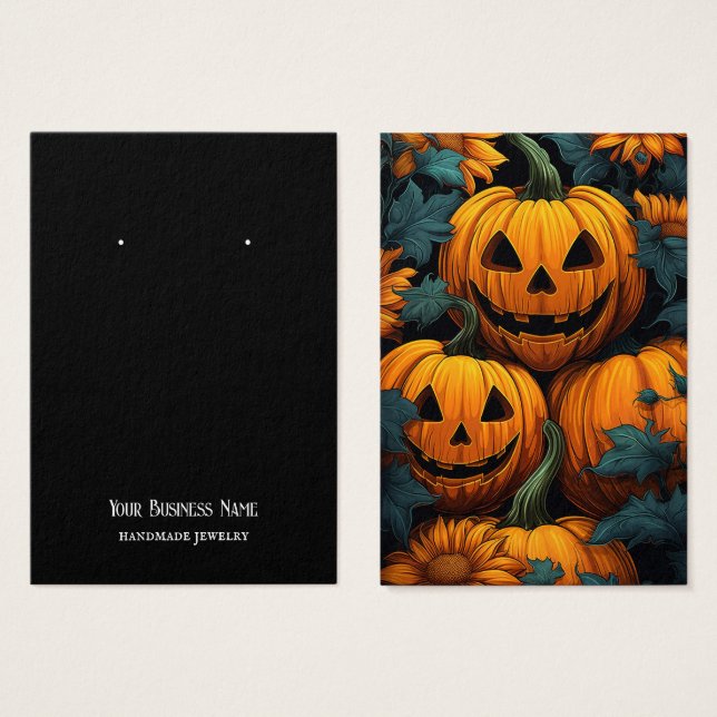 Halloween Jackolantern Earring Display Card (Vorne & Hinten)