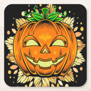 Halloween Jackolantern Spooky Pumpkin Rechteckiger Pappuntersetzer