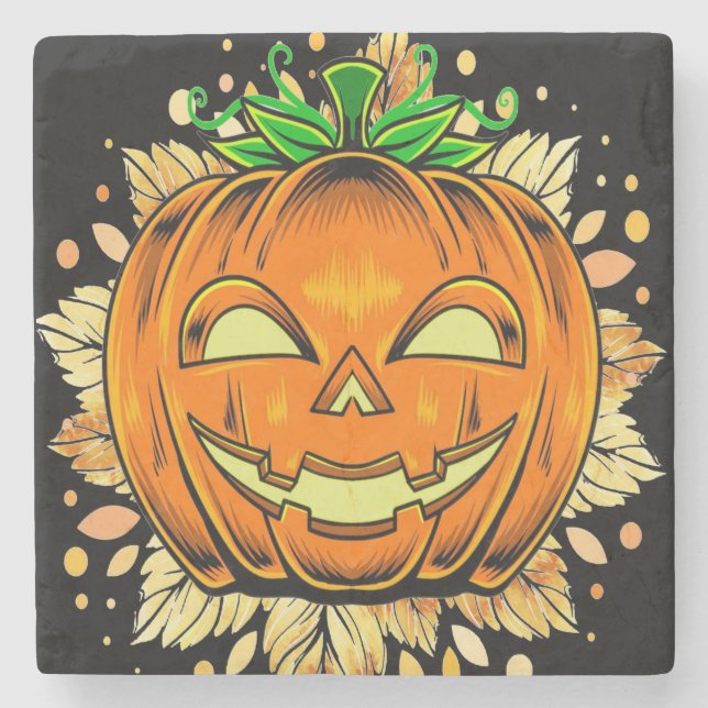 Halloween Jackolantern Spooky Pumpkin Steinuntersetzer (Vorderseite)