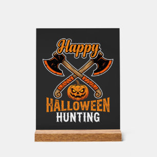 Halloween-Jagd gekreuzte Äxte Kürbislaterne Acrylschild
