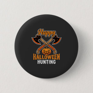 Halloween-Jagd gekreuzte Äxte Kürbislaterne Button