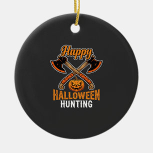 Halloween-Jagd gekreuzte Äxte Kürbislaterne Keramik Ornament