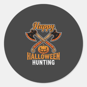 Halloween-Jagd gekreuzte Äxte Kürbislaterne Runder Aufkleber