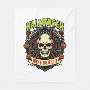 Halloween-Jagd Nacht Gehörnter Totenkopf Rosen Kür Fleecedecke