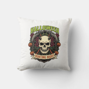 Halloween-Jagd Nacht Gehörnter Totenkopf Rosen Kür Kissen