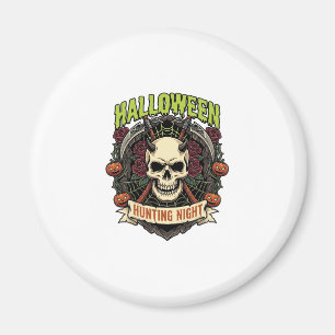 Halloween-Jagd Nacht Gehörnter Totenkopf Rosen Kür Magnet