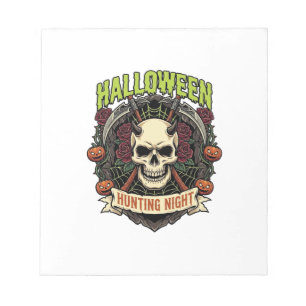 Halloween-Jagd Nacht Gehörnter Totenkopf Rosen Kür Notizblock