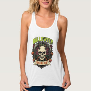 Halloween-Jagd Nacht Gehörnter Totenkopf Rosen Kür Tank Top