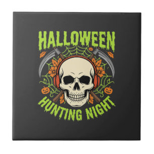 Halloween-Jagd-Nacht-Totenkopf-Sense-Vektor-Design Fliese