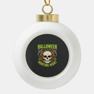 Halloween-Jagd-Nacht-Totenkopf-Sense-Vektor-Design Keramik Kugel-Ornament