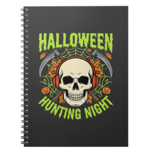 Halloween-Jagd-Nacht-Totenkopf-Sense-Vektor-Design Notizblock