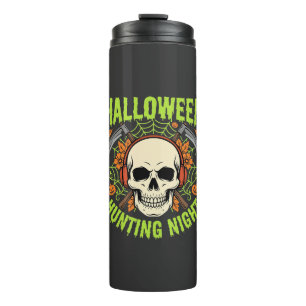 Halloween-Jagd-Nacht-Totenkopf-Sense-Vektor-Design Thermosbecher