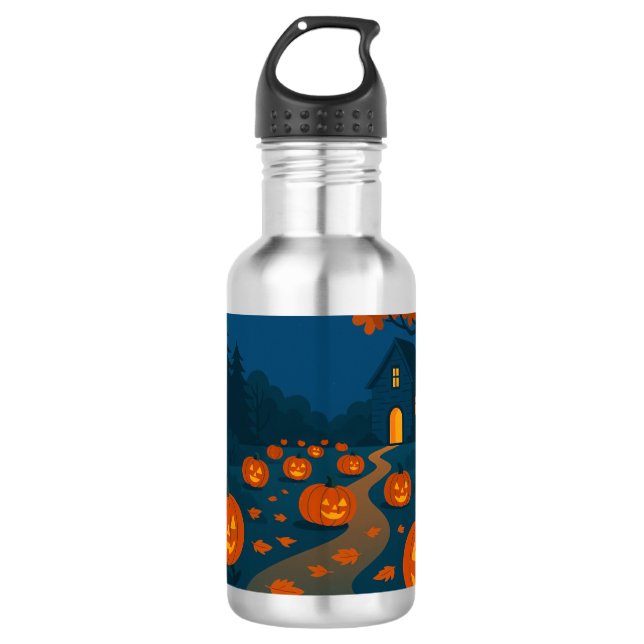 Halloween-Jagdkürbis Edelstahlflasche (Vorderseite)