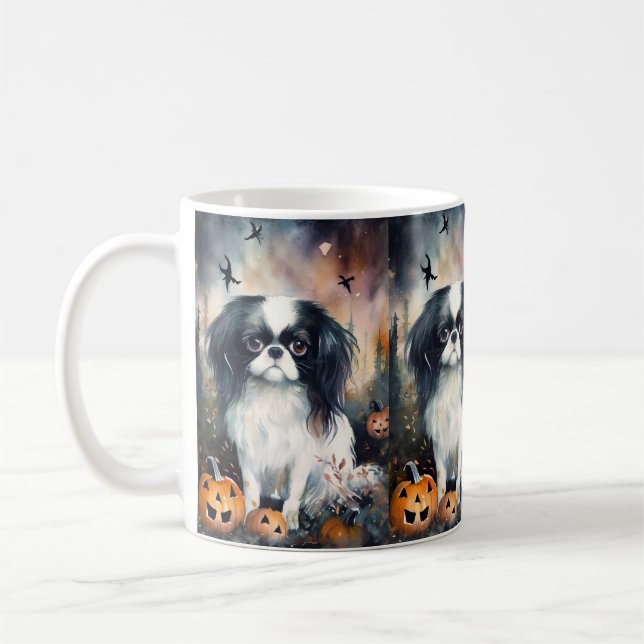 Halloween Japanisches Kinin mit Pumpkins Beängstig Kaffeetasse (Links)
