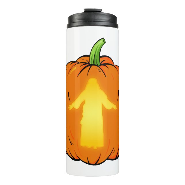Halloween Jesus Design mit Jesus Pumpkin Thermosbecher (Vorderseite)