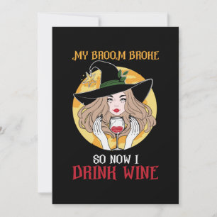 Halloween jetzt trinke ich Wein zum Geburtstag Feiertagskarte