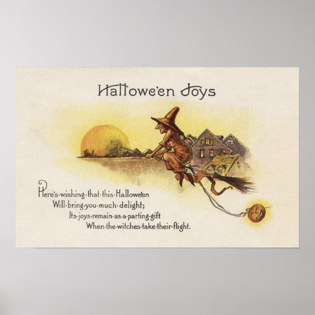 Halloween JoysWitch auf Broom Poster (Vorne)