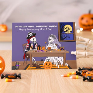 Halloween-Jubiläum Eltern Lustige Skelette Karte