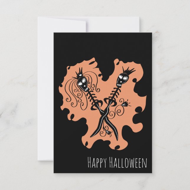Halloween Jubiläumspaare Skeleton Blades Karte (Vorderseite)