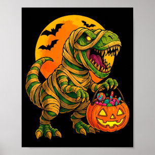 Halloween-Jungen Dinosaurier Mumie T Rex Y Kürbis Poster