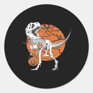 Halloween Jungen Dinosaurier Skelett T Rex Gruseli Runder Aufkleber