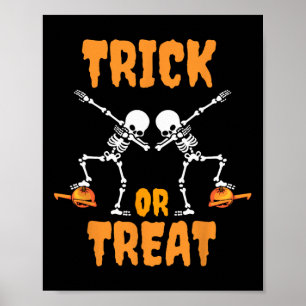 Halloween Jungen Mädchen Dabbing Kürbis Skelett Zo Poster