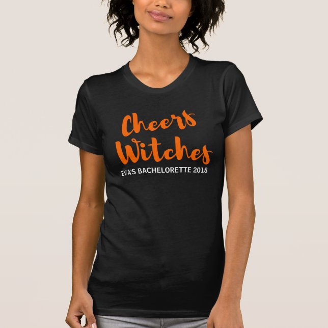 Halloween-Junggeselinnen-Abschied-Tshirt-Cheers He T-Shirt (Vorderseite)