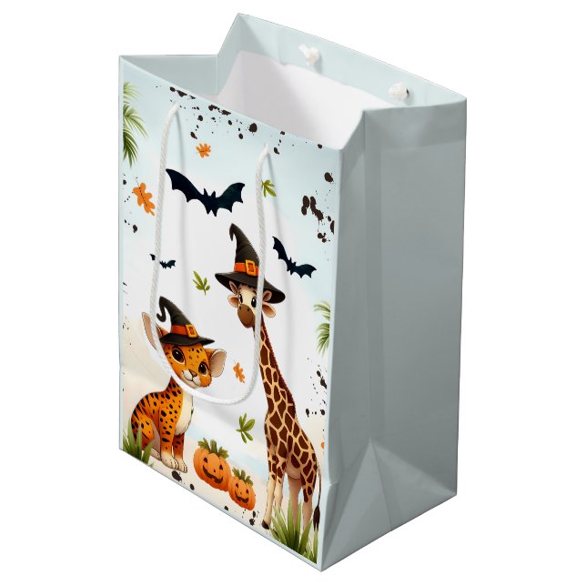 Halloween Jungle Safari Mittlere Geschenktüte (Vorderseite Schrägansicht)