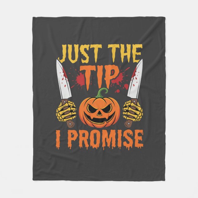 Halloween Just The Tip Kürbismesser Grafik Fleecedecke (Vorderseite)