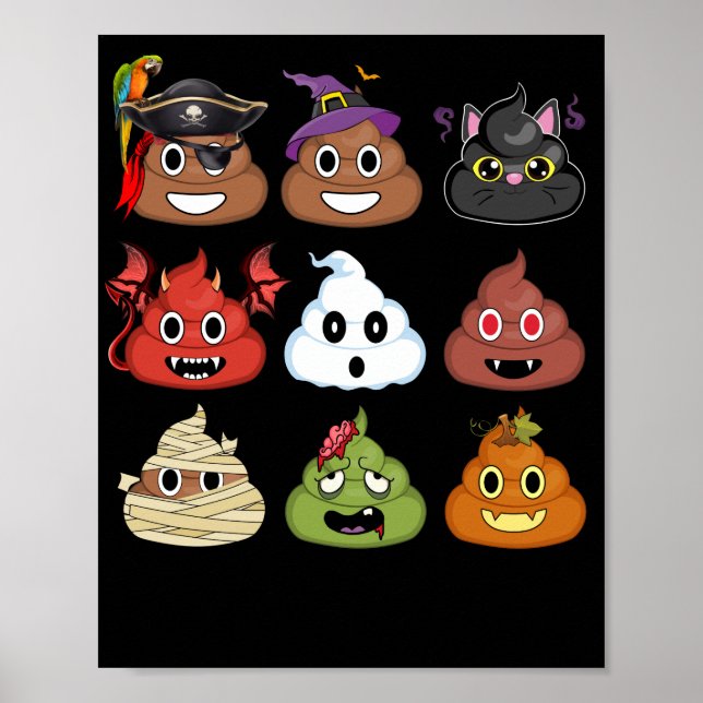 Halloween Kackend Emojis Face Pumpkin Pirate Mummy Poster (Vorne)