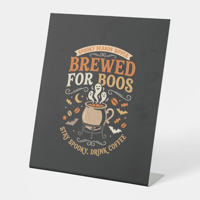 Halloween-Kaffee-Geist-Feier Sockelschild (Vorderseite)