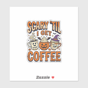 Halloween-Kaffee Gruselig Bis Kaffee Vintage-Shirt Aufkleber
