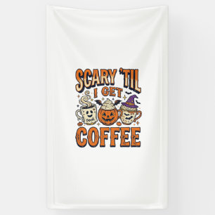 Halloween-Kaffee Gruselig Bis Kaffee Vintage-Shirt Banner
