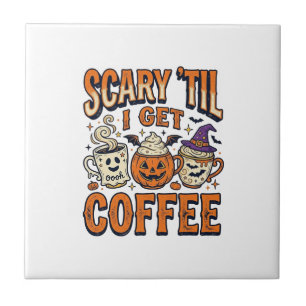 Halloween-Kaffee Gruselig Bis Kaffee Vintage-Shirt Fliese