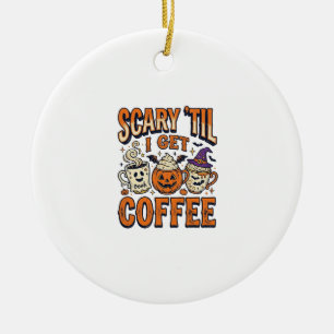 Halloween-Kaffee Gruselig Bis Kaffee Vintage-Shirt Keramik Ornament