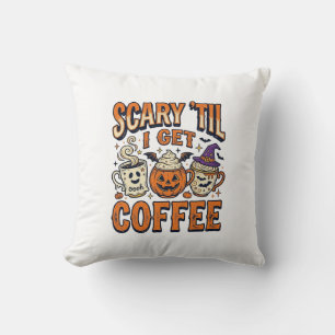 Halloween-Kaffee Gruselig Bis Kaffee Vintage-Shirt Kissen