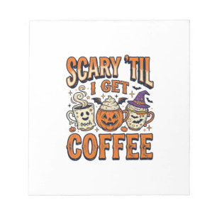 Halloween-Kaffee Gruselig Bis Kaffee Vintage-Shirt Notizblock