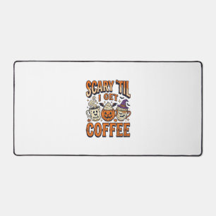 Halloween-Kaffee Gruselig Bis Kaffee Vintage-Shirt Schreibtischunterlage