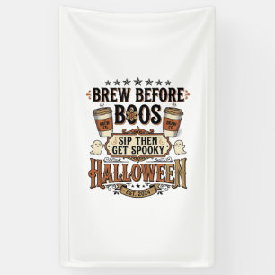 Halloween-Kaffeeshirt Brau Vor Boos Vintage De Banner