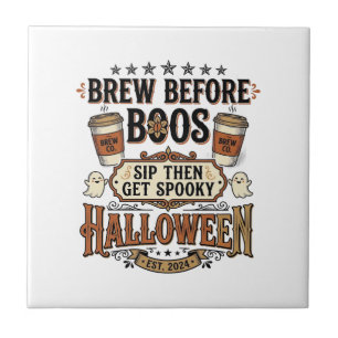 Halloween-Kaffeeshirt Brau Vor Boos Vintage De Fliese