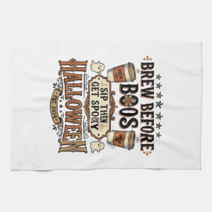 Halloween-Kaffeeshirt Brau Vor Boos Vintage De Geschirrtuch