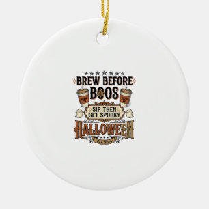 Halloween-Kaffeeshirt Brau Vor Boos Vintage De Keramik Ornament