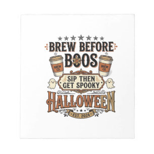 Halloween-Kaffeeshirt Brau Vor Boos Vintage De Notizblock