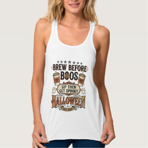 Halloween-Kaffeeshirt Brau Vor Boos Vintage De Tank Top