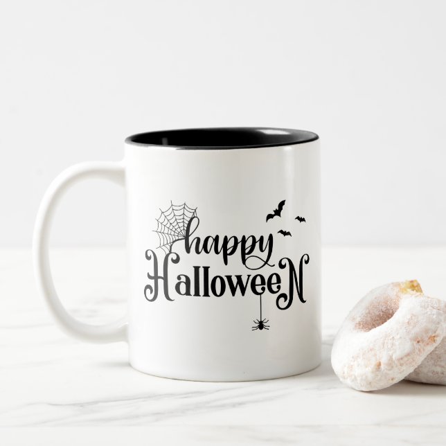 Halloween-Kaffeetasse Zweifarbige Tasse (Mit Donut)
