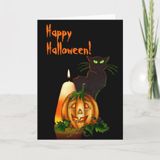 HALLOWEEN KANDLE, JACK & CAT by SHARON SHARPE Karte (Vorderseite)